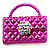Stylish Crystal Bag Brooch (Deep Pink)