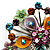 Multicoloured Glittering Diamante Floral Brooch (Silver Tone) - view 3