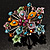 Multicoloured Glittering Diamante Floral Brooch (Silver Tone) - view 6