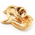 Tiny Gold Tone Crystal Dolphin Pin Brooch - view 4