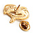 Tiny Gold Tone Crystal Dolphin Pin Brooch - view 5