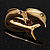 Tiny Gold Tone Crystal Dolphin Pin Brooch - view 6
