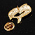 Tiny Gold Tone Crystal Dolphin Pin Brooch - view 7