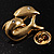 Tiny Gold Tone Crystal Dolphin Pin Brooch - view 8