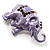 Purple Enamel Crystal Elephant Brooch - view 2