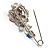 Silver Tone Crystal Rose Safety Pin Brooch (Blue) - view 5