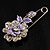 Silver Tone Crystal Rose Safety Pin Brooch (Purple) - view 3