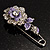 Silver Tone Crystal Rose Safety Pin Brooch (Purple) - view 2