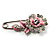 Silver Tone Crystal Rose Safety Pin Brooch (Pink) - view 7