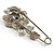 Silver Tone Crystal Rose Safety Pin Brooch (Pink) - view 6