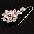 Silver Tone Crystal Rose Safety Pin Brooch (Pink) - view 3