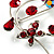 Red Flower And Butterfly Art Nouveau Brooch (Silver Tone) - view 10