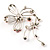 Red Flower And Butterfly Art Nouveau Brooch (Silver Tone) - view 4