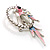 Crystal Parrot Bird Brooch (Silver&Pink) - 68mm L - view 2