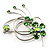 Green Crystal Flower And Butterfly Brooch (Silver Tone)