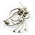 Green Crystal Flower And Butterfly Brooch (Silver Tone) - view 5