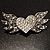 Small Heart & Wings Clear Crystal Fashion Brooch - view 2