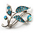 Small Crystal Floral Brooch (Silver&Sky Blue) - view 2