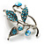 Small Crystal Floral Brooch (Silver&Sky Blue) - view 4