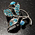 Small Crystal Floral Brooch (Silver&Sky Blue) - view 3