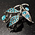 Small Crystal Floral Brooch (Silver&Sky Blue) - view 5
