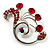 Fancy Red Crystal Brooch (Silver Tone) - view 7