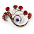 Fancy Red Crystal Brooch (Silver Tone) - view 10