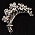 Flower And Butterfly Cluster Crystal Brooch (Clear)