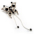 Jet Black Crystal Butterfly With Dangling Tail Brooch - view 6