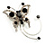 Jet Black Crystal Butterfly With Dangling Tail Brooch - view 5