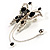 Jet Black Crystal Butterfly With Dangling Tail Brooch - view 7