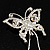 Jet Black Crystal Butterfly With Dangling Tail Brooch - view 4