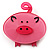 Pink Plastic Piggy Brooch