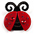 Funky Swarovski Crystal Plastic Lady-Bug Brooch (Black&Red)