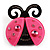 Funky Swarovski Crystal Plastic Lady-Bug Brooch (Black&Deep Pink)