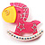 Rocking Horse Plastic Crystal Brooch (Deep Pink, Yellow& White)