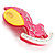 Rocking Horse Plastic Crystal Brooch (Deep Pink, Yellow& White) - view 2