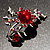 Faux Pearl Floral Brooch (Hot Red) - view 6