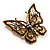 Vintage Purple Crystal Butterfly Brooch (Antique Gold) - view 3