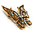 Vintage Purple Crystal Butterfly Brooch (Antique Gold) - view 7