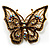Vintage Purple Crystal Butterfly Brooch (Antique Gold)
