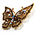 Vintage Purple Crystal Butterfly Brooch (Antique Gold) - view 8