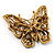 Vintage Purple Crystal Butterfly Brooch (Antique Gold) - view 6