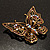Vintage Purple Crystal Butterfly Brooch (Antique Gold) - view 9