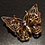 Vintage Purple Crystal Butterfly Brooch (Antique Gold) - view 5