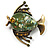 Vintage Crystal Fish Brooch (Antique Gold&Olive)