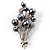 Faux Pearl Floral Brooch (Silver & Black)