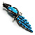Gigantic Turquoise Stone & Black Crystal Bird Brooch (Antique Silver) - view 3
