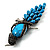 Gigantic Turquoise Stone & Black Crystal Bird Brooch (Antique Silver) - view 5