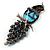 Gigantic Turquoise Stone & Black Crystal Bird Brooch (Antique Silver) - view 7